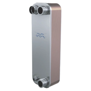 Intercambiador de calor Alfa Laval AC220EQ, dimensiones 868 mm de alto y 191 mm de ancho, presión máxima de 51 bar.