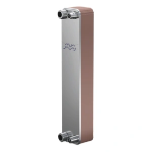 Intercambiador de calor Alfa Laval modelo CB24, medidas 393 mm de alto y 76 mm de ancho, máxima presión 37 bar